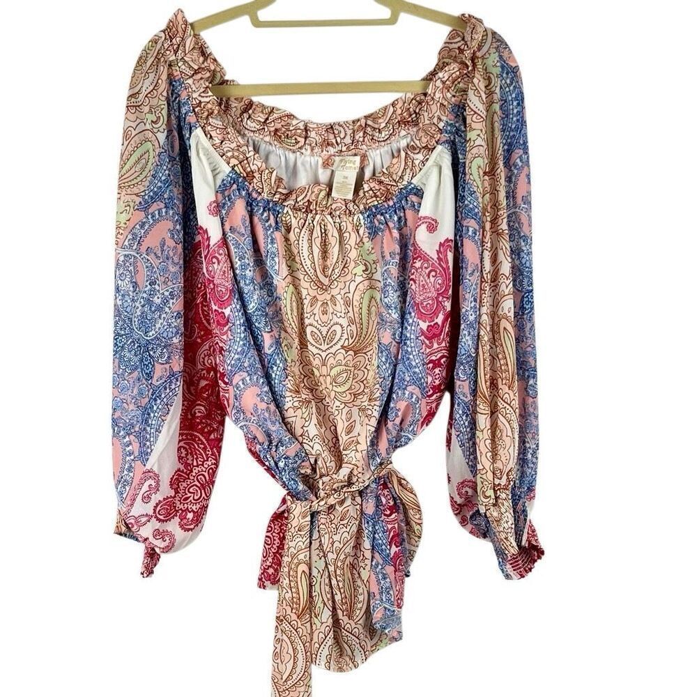 Flying Tomato Boho Lightweight Off the Shoulder Blouse 3X